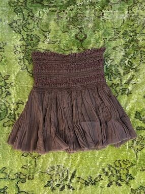 Free People Smocked Waist Tiered Mini Skirt - Chocolate Brown